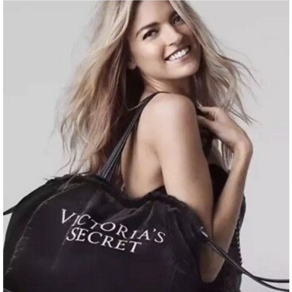 Victoria's Secret Black Velvet Luxe Tote Bag